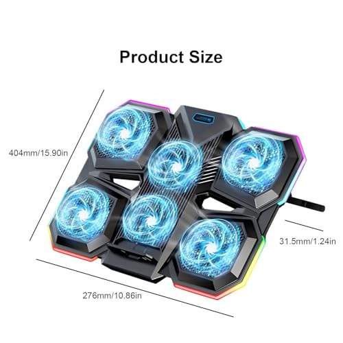 Support ventilé PC portable silencieux extracteur de chaleur 6 ventilateurs USB - 6