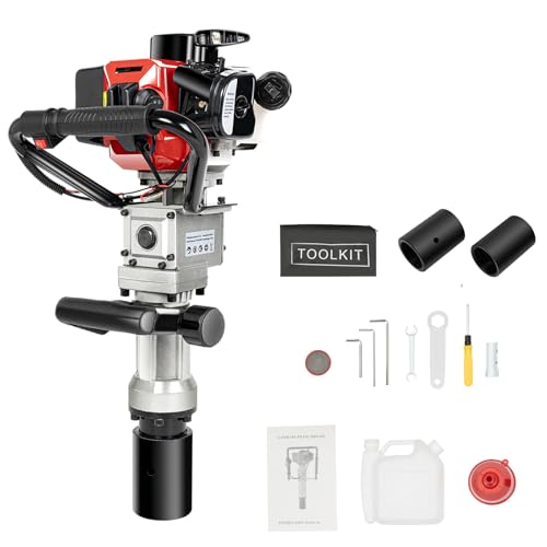 YUNLAIGOTOP 32.6CC 2-Stroke Powered T Post Driver, Gas-Powered Post Driver, Portable Lightweight Petrol Piledriver with Air-Cooling, Gas T Post Driver for Horticulture, Road, Agricultural