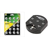 GP CR2032 Lithium Knopfzellen 3V, Knopfbatterien CR 2032 / DL2032, Spannung 3 Volt & ANSMANN Knopfzellentester/Zuverlässiges Testgerät zum Anzeigen der Kapazität über LEDs