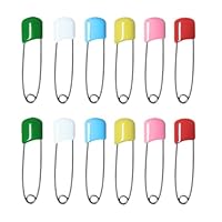 Canollo 12 Stück Sicherheitsnadeln Set, Sicherheitsnadel Groß 55mm, Bunte Haltbar Sicherheitsnadel, Stifte mit Verriegeln Verschluss, Safety Pins für Handwerk Pinning Säumen Dressmaking Nähen