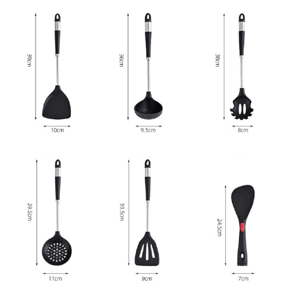 Set di 6 spatole in silicone, resistenti al calore, senza BPA, lavabili in lavastoviglie, con cucchiaio scanalato, perfette per la cucina