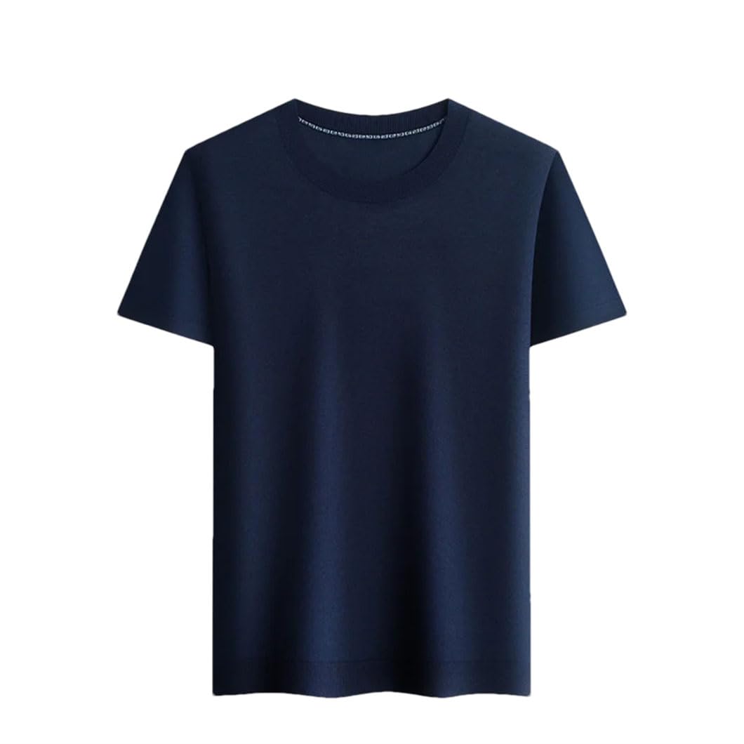 Męskie t-shirty jednokolorowa koszulka z dzianiny okrągły dekolt lekkie koszulki z krótkim rękawem