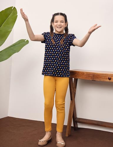 Image of Amazon Brand - Symbol Girl's Cotton Ribbed Stretchable Leggings | Ankle Length | Aged 2-14 Years