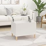 Tidyard Mesa de Centro Elevable y Extensible Mesa Cafe Elevable para Salón Comedor Mesita de Salón con Almacenaje Mesa Auxiliar Ajustable Madera contrachapada Blanco 60x44,5x45 cm