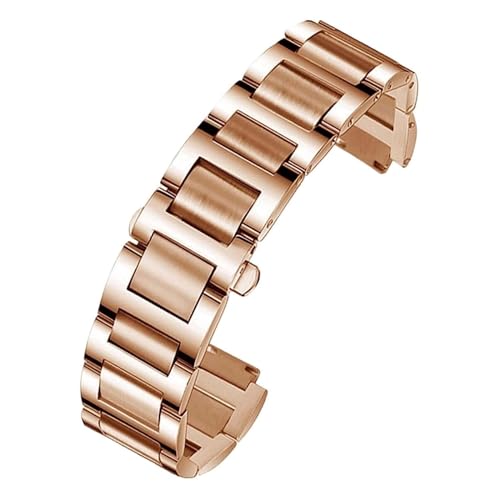 INSTR Stainless Steel Lug End Strap For Cartier W6920046 Ballon Bleu Series Watchband Women Men Bracelet(Rose gold,18-11mm)