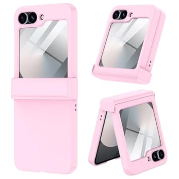 Hekodonk Capa protetora para Galaxy Z Flip 6 com proteção de dobradiça e protetor de tela integrado, à prova de choque, fina, leve, fosca para Samsung Galaxy Z Flip 6, rosa claro