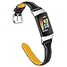 Uzviyo Compatible for Fitbit Charge 5 Watch Bands, Elegant Narrow Leather Strap Wristband with a HD Screen Protector, Soft Bracelet Replacement for Fitbit Charge 5 for Women (Black)