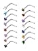 Produktbild 15 Stück 20 Gauge L Förmig Nasenring Gebogen Nasen Stud Geschwungene Stock Piercing Schmuck, 15 Farben