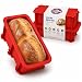 Silicone Bread and Loaf Pan Set of 2 Red, Nonstick, Commercial Grade Plus Bread Recipe Ebook