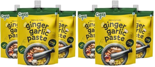 Image of CURRYiT Preservative Free Ginger Garlic Paste | Adrak Lahsun Paste for Cooking | Fresh & Pure | Homemade Taste & Quality | Thick & Coarse | 450g Pack of 6|