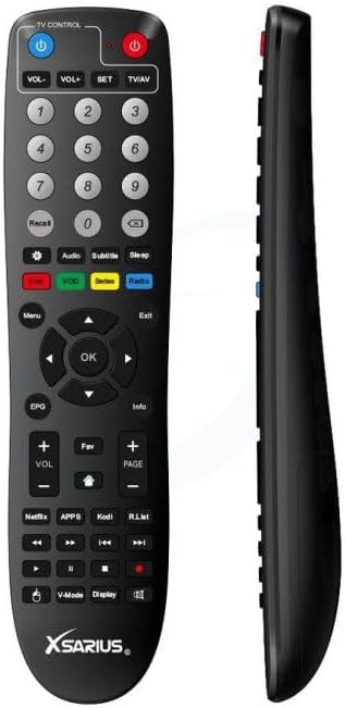 Side view of the Xsarius remote control, highlighting its ergonomic curve.