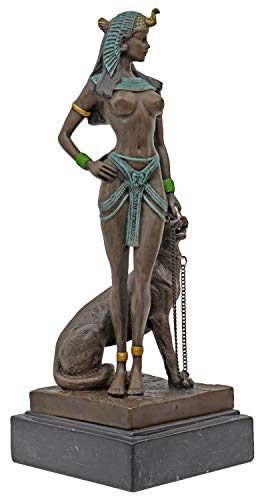 aubaho Escultura Cleopatra Pantera de Bronce Figura Antiqued Estatua 26cm Cover