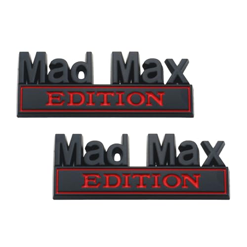 2Pc Madmax Edition Emblem 3D Badge Stickers with Double Tape for Cars, Trucks, Motorcycles, Boats (Black Red)