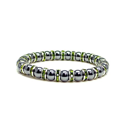 Accents Kingdom Magnetic Bracelet Women's Tuchi Simulated Pearl Hematite Magnetic Therapy Bracelet with Simulated Peridot Crystal, 7.5