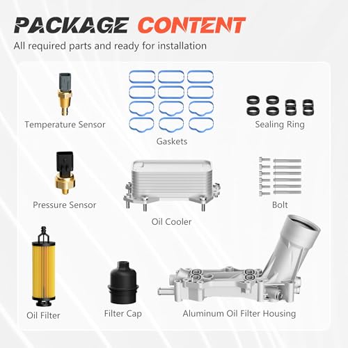 Image of Aluminum Engine Oil Filter Housing With Oil Cooler Filter and Sensor Fit for 2017 2018 Dodge Journey Charger Challenger Durango Avenger Wrangler Grand Cherokee 200 300 Town Country