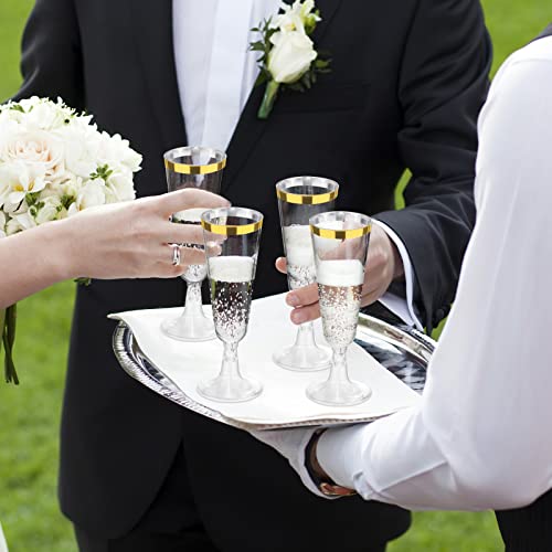 Ruisita 120 Pack 5 Ounces Plastic Champagne Flutes Disposable Plastic Champagne Glasses for Parties Clear Toasting Flutes Cocktail Cups for Wedding, Anniversary, Birthday (Gold) by Ruisita - Image 5