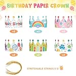 WERNNSAI Birthday Crowns -12PCS Birthday Party Hats with Elastic Band For Family Classroom Party Supplies Colorful Colorful Paper Party Hats - Image 2