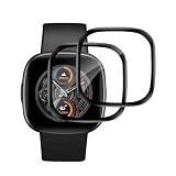 Bodyguard 2 pezzi per pellicola protettiva in vetro temperato per Fitbit Versa 3/Versa 4/Sense 2/Sense, infrangibile, antigraffio, resistente alle cadute, ultra trasparente, 100% precisione al tocco