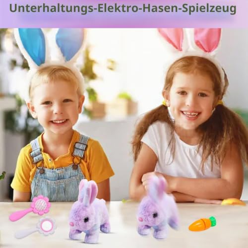 Hüpfendes Kaninchen Spielzeug, Hasen Kuscheltiere Klein, Interaktives