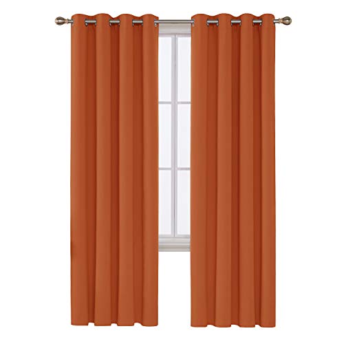 Image of Deconovo Decorative Themal Insulated Window Treatment Panel Darken Blackout Curtain for Living Room, 52x84 Inch, Orange