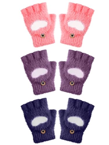 Guantes infantiles con tapa abatible para el colegio y juegos al aire libre Geyoga sin dedos