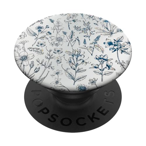 Blue Floral Aesthetic Coquette Soft Folwers Botanical Girly PopSockets Adhesive PopGrip
