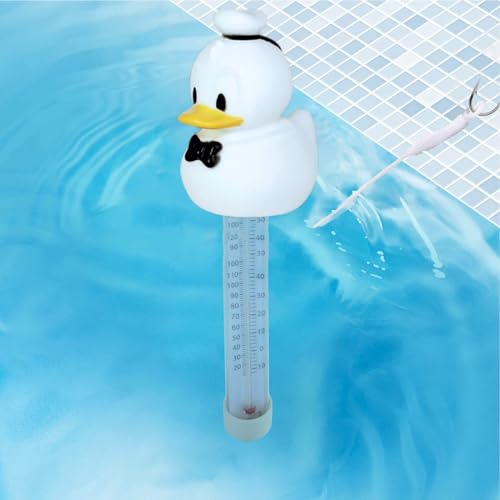 Thermometre Piscine, Thermomètre à Piscine Flottante en Forme de de Canard de Dessins Animés avec Ficelle, Grand Affichage à Lecture Facile, Pour Piscines, Spas, Aquariums, Les Étangs du Poisson 20cm