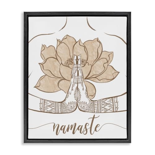 Stupell Industries 'Namaste Henna Pattern Lotus'| Floating Frame Canvas Art