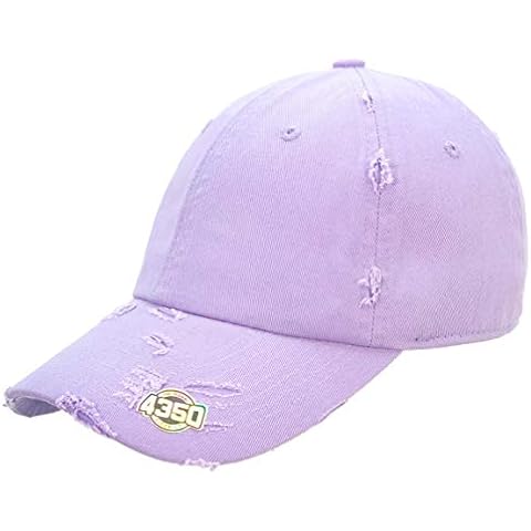 4350 DISTRICT Dad Hat Baseball Cap Adjustable Distressed Vintage Washed Polo Style Cotton Headwear (Lilac) Cover