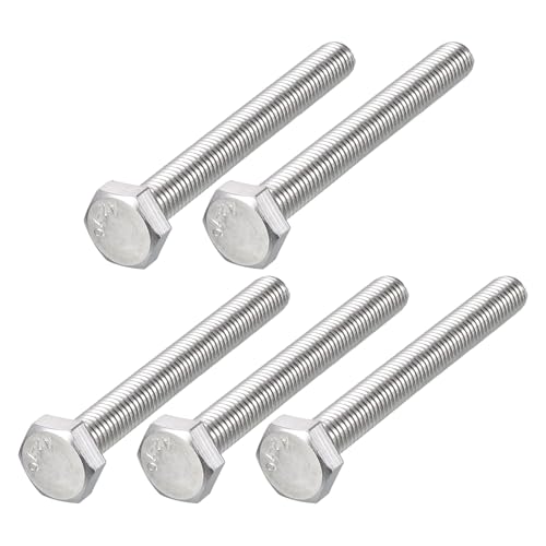 Image of METALLIXITY Hex Bolts (M10-1.5x90mm) 5Pcs, 304 Stainless Steel Coarse Fully Threaded Hex Head Screw Bolt Machine Screws - for Furniture Repair, Silver