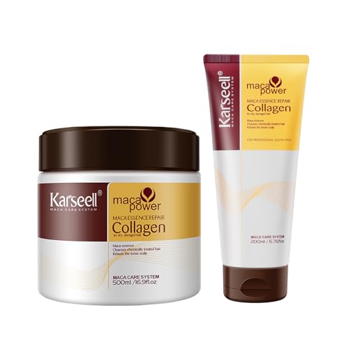 Karseell Collagen Masque Cheveux 500ml + 200ml la solution anti-frisottis pour cheveux abîmés