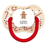 Mi Pipo - Chupete Personalizado Navidad Classic - Beige Bastones Caramelo | Chupete Bebe, 3 Tipos de Tetina para Elegir | Personalizado con Nombre, Suave, Cómodo | Seguro, Libre BPA, Fácil de Limpiar