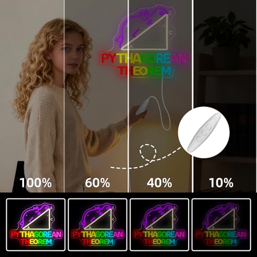 Image of Math Formula Neon Sign Pythagorean Theorem Light for Classroom Decoration
