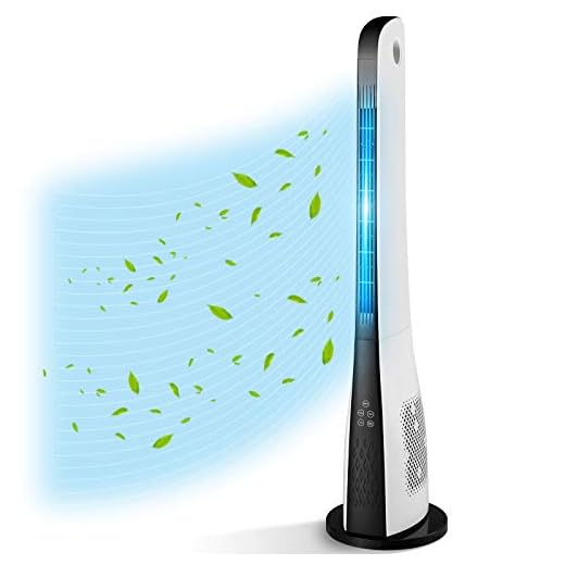 BREEZEWELL 43 Inch Bladeless Tower Fan w/ 3 Wind Speeds & 3 Modes, 15-Hour Timer, Remote Control, Ultra-quiet & Slim 45° Oscillating Personal Fan for Whole Room Home & Office