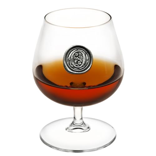 English Pewter Company 14.5oz Brandy Cognac Snifter Glass With Monogram Initial - Personalized Gift With Your Choice of Initial (O) [MON215]
