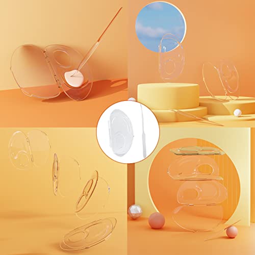 Handheld Makeup Mixing Palette, Transparent Acrylic Palette Set, Art Manicure Palette Clear Foundation Palette Eyeshadow Makeup Hand Palette For Mixing Foundation #TOP3