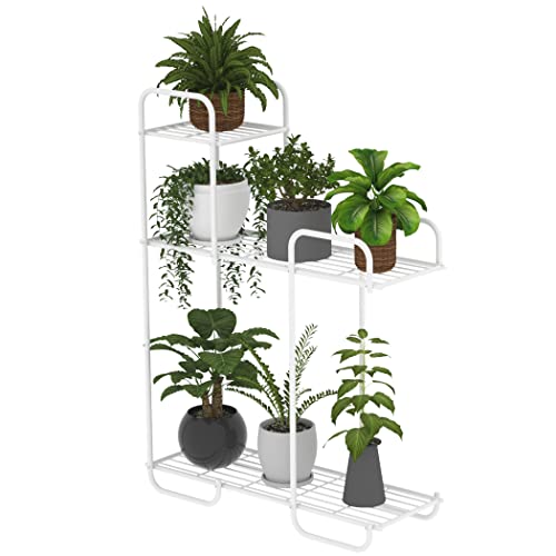 Becko US Plant Stand Metal Indoor Outdoor Plant Stands Plant Shelf 3 Tier 7 Potted Iron Corner Display Rack Flower Holder for Garden Balcony Patio Indoor Outdoor (metal, white)