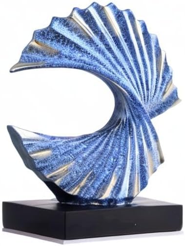 Blue Gold Wave Sculpture, Modern Ocean Wave Home Accents, Resin Art Statue for Shelf, Coffee Table, TV Stand Adornos Modernos - Image 7