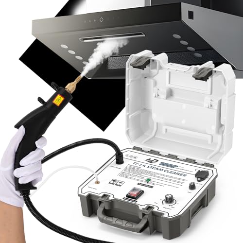 Hapyvergo スチームクリーナー 高温蒸気洗浄機 15S速熱 スチーム湿度4ランク調整 タンクレス自吸式 100℃高温蒸気 油汚れ除去 家庭用高圧洗浄機 キッチン/レンジフード/調理台などに適用 小型 持ち運び収納ケース付 日本語説明書 グレー