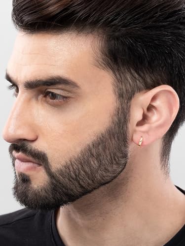 Image of ORIONZ Hoop Earrings for Men & Boys (1 Piece) - 925 Sterling Silver - Gift for Birthday Anniversary - 18k Gold Plated Jewellery - Men Fashion