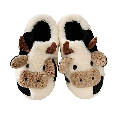 Dubuto Cow Slipper For Girls And Boys, Toddler Kids Cute Soft Plush Warm Cozy Animal Home House Slippers cover