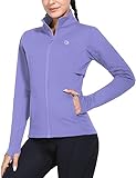 baleaf Women's Fleece Running Jacket Water Resistant Full Zip Winter Cold Weather Gear Thermal Cycling Workout Jackets Purple L