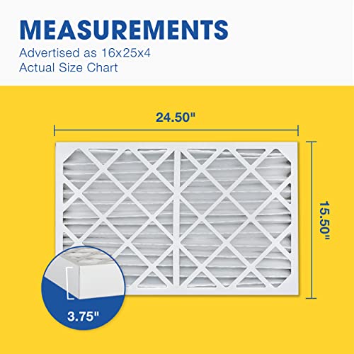 Aerostar 16X25X4 Merv 13 Pleated Air Filter, Ac Furnace Air Filter, 2 Pack (Actual Size: 15 1/2" X 24 1/2" X 3 3/4") #TOP1