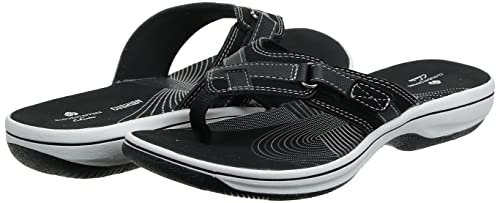 Clarks Women's Breeze Sea-Hanging Flip Flop, Black Synthetic, 8 #TOP6
