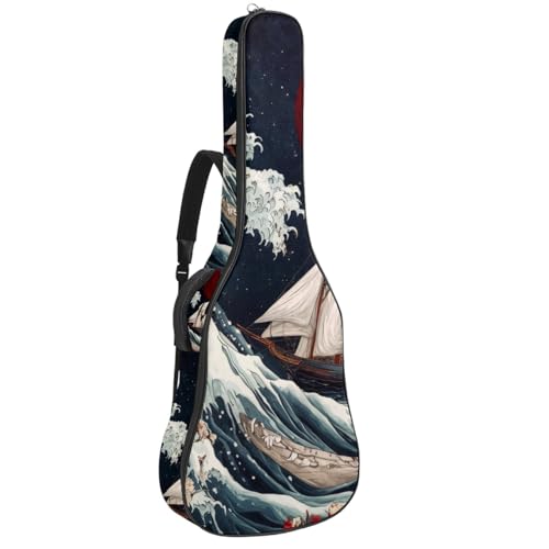 Sac à dos guitare acoustique motif vague pour aller en cours et répéter