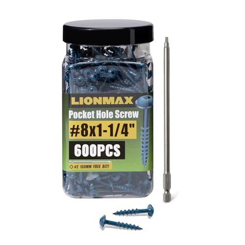 LIONMAX Pocket Hole Screws #8 x 1-1/4 (Blue)
