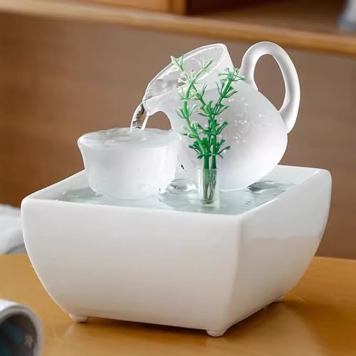 Fuente de agua corriente pequeña con reciclaje automático para relajación en el hogar 6