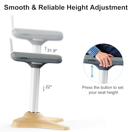 Image of Wobble Stool for Standing Desk, Height Adjustable 22 inch-31.9 inch, Ergonomic Sit Stand Chair with Non-Slip Base & Upgraded Lift, Home Office Active Sitting Stool