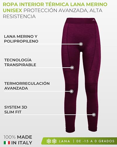 Risalti Mallas Termicas Unisex de Lana Merino - Leggins Termicos Invierno, Leggins Hombre Deporte Tècnico, Pantalones Mujer Invierno, Jeggins Mujer sin Costuras - Made in Italy - imagen 2