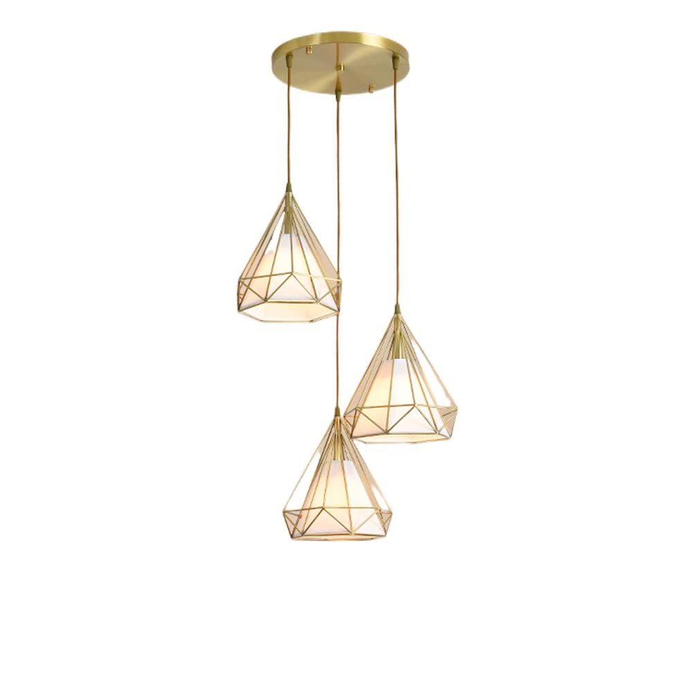 Suspension en cuivre diamant luminaire de luxe géométrique pour cuisine